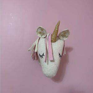 Charming Unicorn Plush Wall Decor - Cream and Gold
